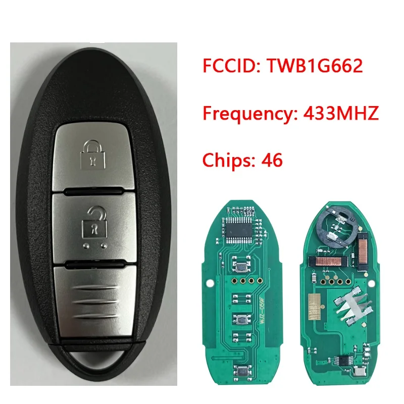 CN027035 For Juke Note Micra Cube FCC TWB1G662 Smart key 2 Button 433.9mhz PCF7952 Chip
CN027035 For Juke Note Micra Cube FCC TWB1G662 Smart key 2 Button 433.9mhz PCF7952 Chip