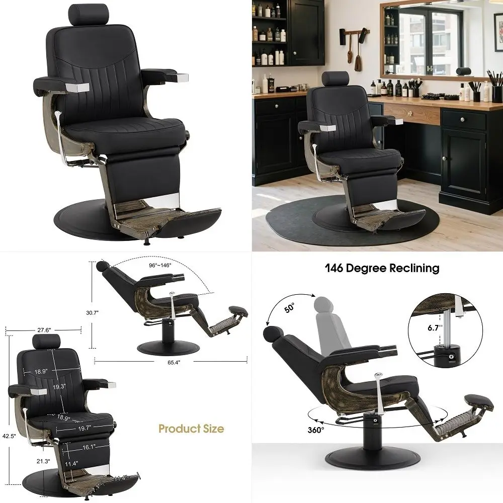 Vintage Barber Chair Heavy Duty Metal Frame All Purpose Hydraulic Recline Beauty Salon Spa Equipment 2905
Vintage Barber Chair Heavy Duty Metal Frame All Purpose Hydraulic Recline Beauty Salon Spa Equipment 2905