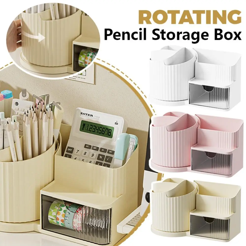 Large Capacity Desk Storage Box with Drawer, 360° Rotatable Pen Holder Organizer, Desktop Stationery Accessory for Office
Large Capacity Desk Storage Box with Drawer, 360° Rotatable Pen Holder Organizer, Desktop Stationery Accessory for Office