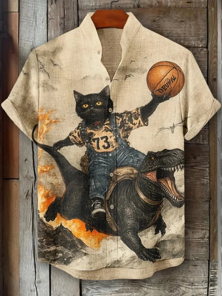 Men's Cat Holding Basketball And Riding Dinosaur Art Print Casual Shirt Harajuku Streetwear Short Sleeve Lapel Collar Tunics Man
Men's Cat Holding Basketball And Riding Dinosaur Art Print Casual Shirt Harajuku Streetwear Short Sleeve Lapel Collar Tunics Man
