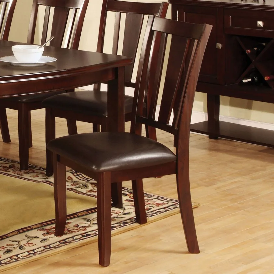 Set of 2 Side Chairs Dark Espresso Finish Solid wood Kitchen Dining Room Furniture Padded Leatherette Seat Unique back
Set of 2 Side Chairs Dark Espresso Finish Solid wood Kitchen Dining Room Furniture Padded Leatherette Seat Unique back