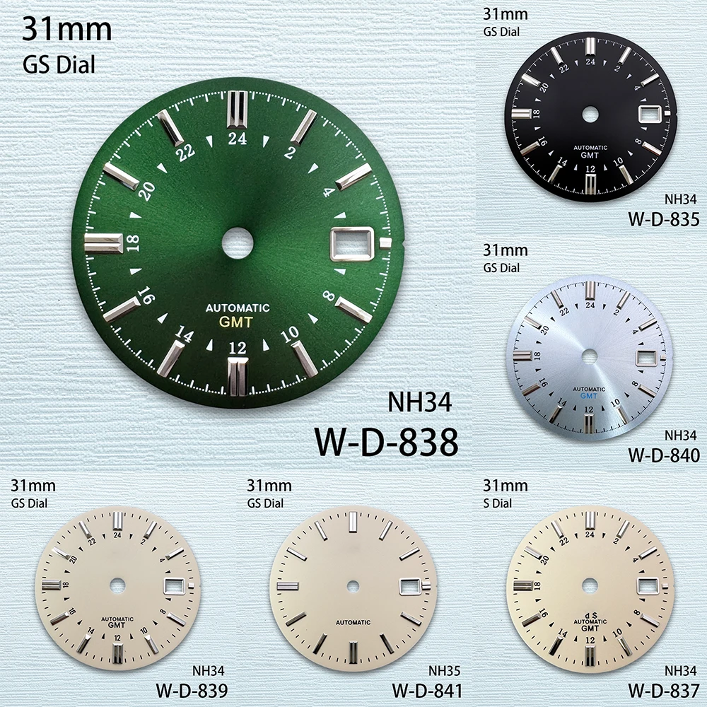 31mm S/GS Logo GMT Dial Fit NH34/NH35 Japanese Movement Suitable for 39.5mm Watch Case Watch Modified Accessories
31mm S/GS Logo GMT Dial Fit NH34/NH35 Japanese Movement Suitable for 39.5mm Watch Case Watch Modified Accessories