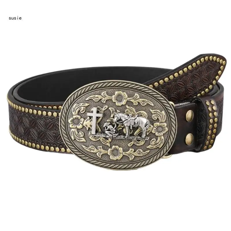 X7YA Western Cowboy Belt for Pants Engraved Buckle Waist Belt Ethnic Embossed Belt Man Business Pin Buckle Waiststrap
X7YA Western Cowboy Belt for Pants Engraved Buckle Waist Belt Ethnic Embossed Belt Man Business Pin Buckle Waiststrap