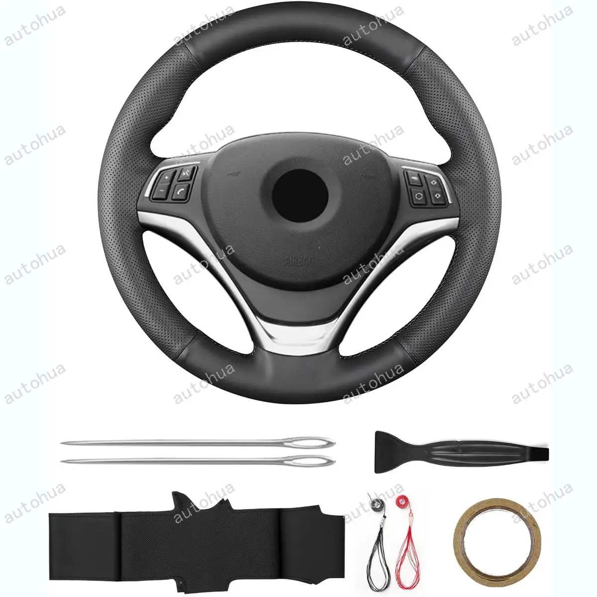 Hand Stitched Steering Wheel Cover for BMW 2013 X1/2012 1-Series Coupe Non-Slip Breathable Microfiber Leather
Hand Stitched Steering Wheel Cover for BMW 2013 X1/2012 1-Series Coupe Non-Slip Breathable Microfiber Leather