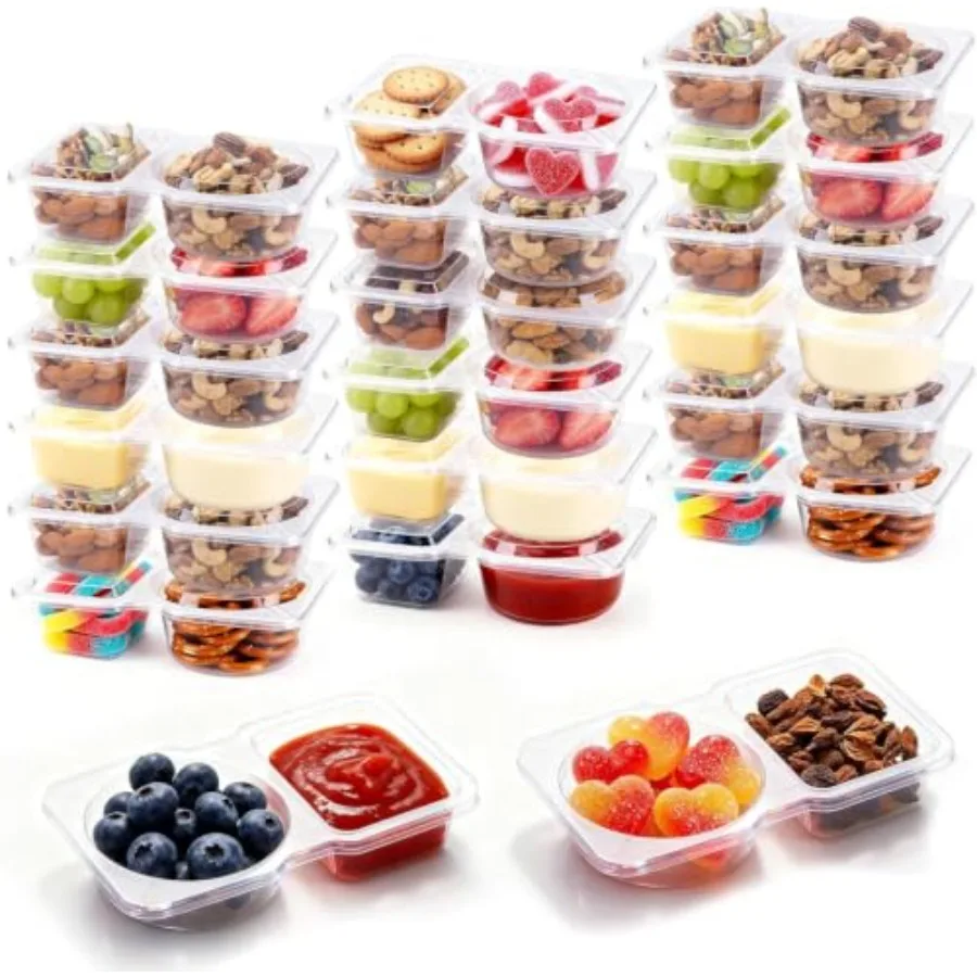 Condiment Containers With Lids, 20 Set Disposable Double Compartment Plastic Sauce Cups With Lids, Condiment Cups, Meal Prep Co
Condiment Containers With Lids, 20 Set Disposable Double Compartment Plastic Sauce Cups With Lids, Condiment Cups, Meal Prep Co