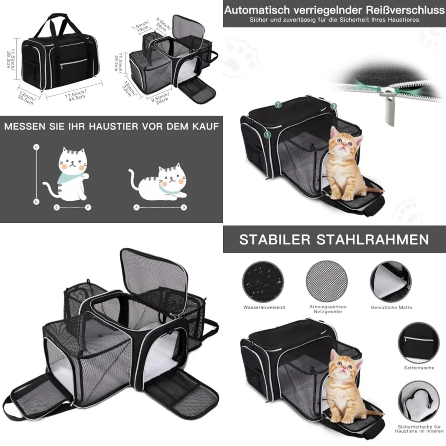 Cat Carrier Bag, Airline Approved Pet Carrier Soft Side Pet Travel 5 Sides Open Doors 3 Sides Expandable Foldable Dog Carrier w
Cat Carrier Bag, Airline Approved Pet Carrier Soft Side Pet Travel 5 Sides Open Doors 3 Sides Expandable Foldable Dog Carrier w