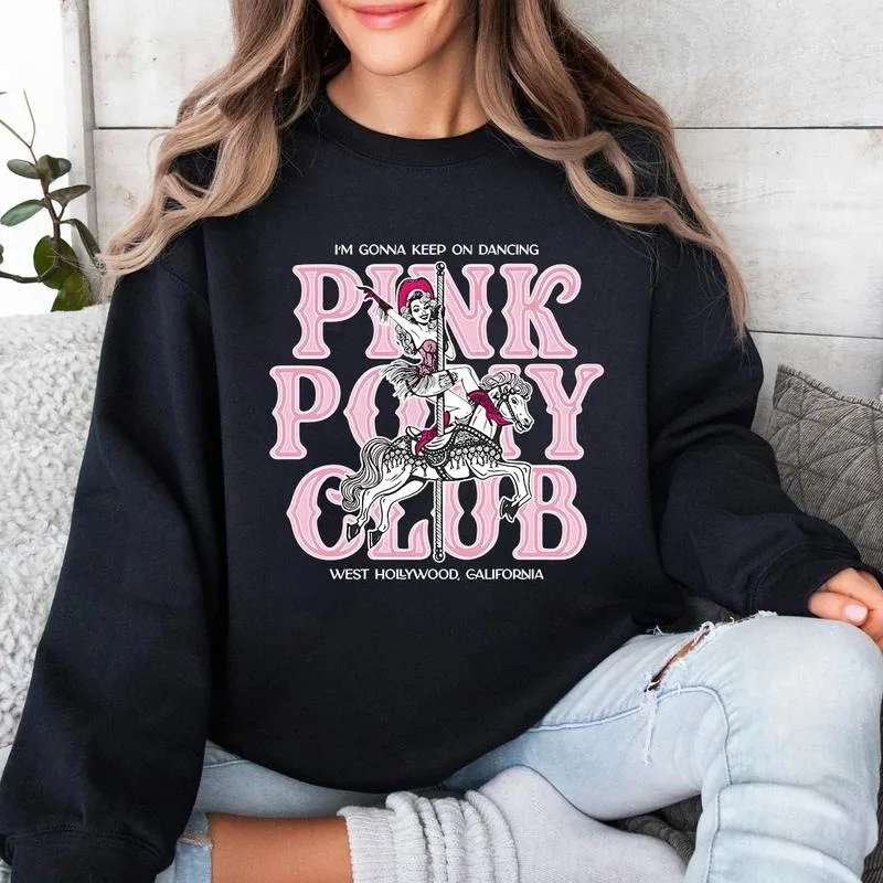 Autumn and Winter Style Pink Pony Club Dancing Theme with Carousel Girl Graphic Cotton Crew Neck Sweatshirt
Autumn and Winter Style Pink Pony Club Dancing Theme with Carousel Girl Graphic Cotton Crew Neck Sweatshirt