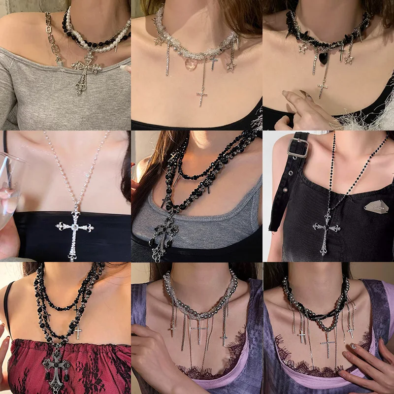 Black Stone Necklace Heavy Industry Goth Punk Multi-layer Choker Stacking Wearing Retro Niche Black Pendant Cross Necklace Tide
Black Stone Necklace Heavy Industry Goth Punk Multi-layer Choker Stacking Wearing Retro Niche Black Pendant Cross Necklace Tide