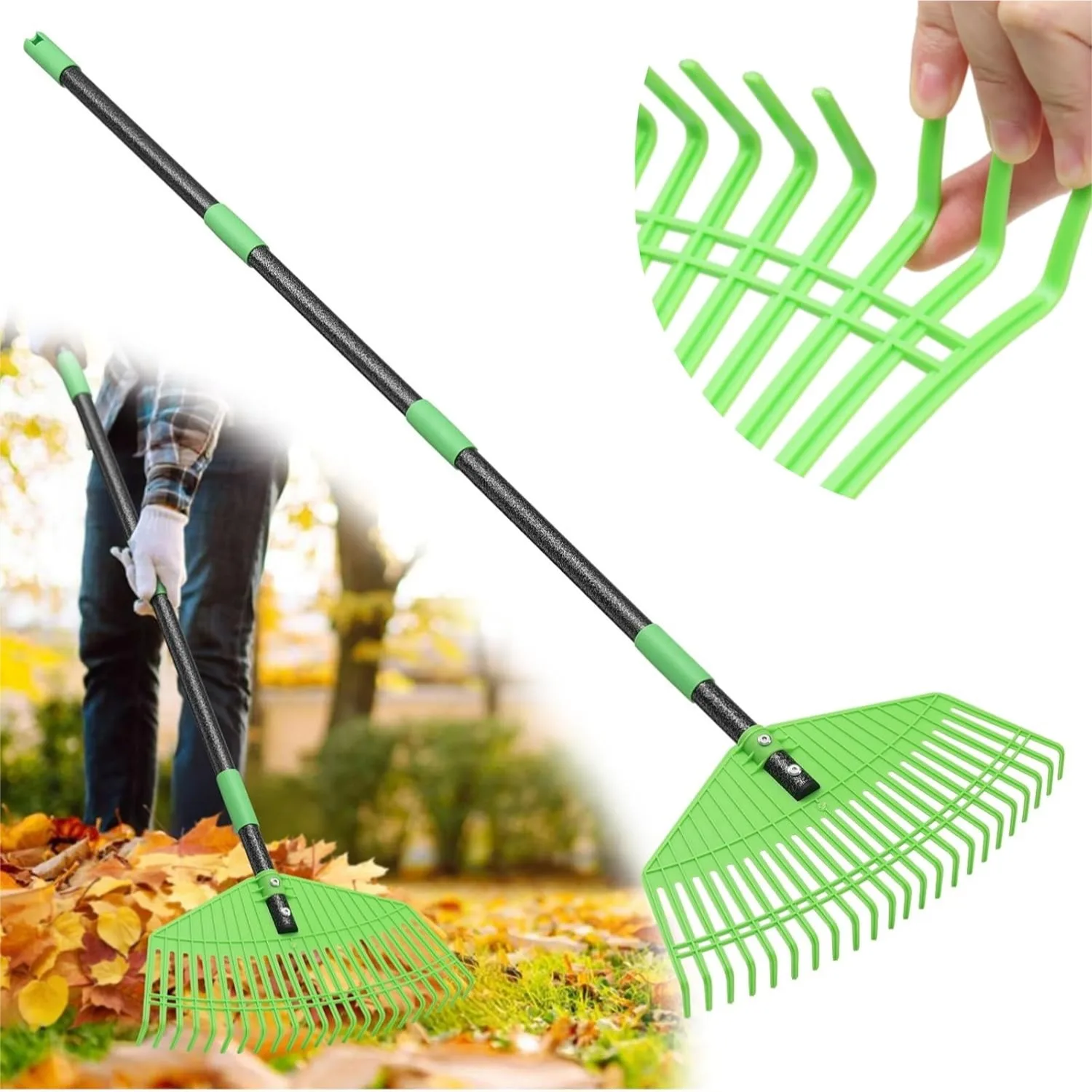 Plastic Leaf Rake with Adjustable 65" Handle - Lightweight Yard Rake for Leaves, Grass, and Pine Needles
Plastic Leaf Rake with Adjustable 65" Handle - Lightweight Yard Rake for Leaves, Grass, and Pine Needles