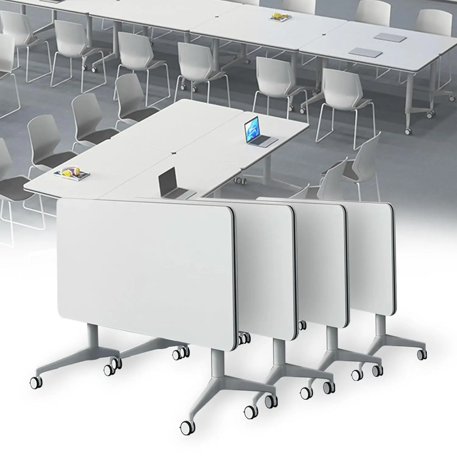 Conference Room Table, Folding Conference Table with Wheels, Modern White Training Table Flip Top Meeting Tables,, Custom
Conference Room Table, Folding Conference Table with Wheels, Modern White Training Table Flip Top Meeting Tables,, Custom