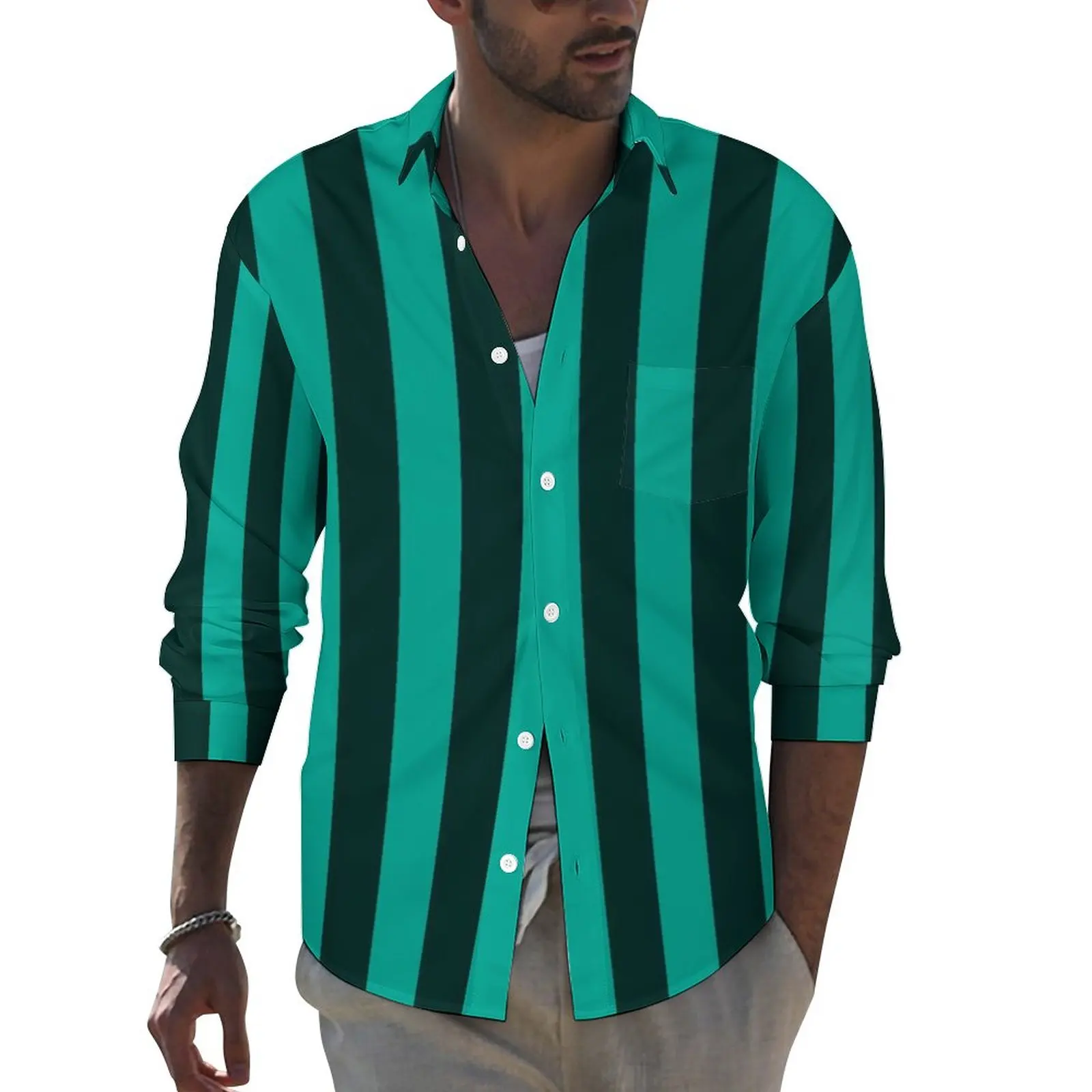Green Striped Shirt Men Black Lines Print Casual Shirts Autumn Street Custom Blouses Long Sleeve Loose Oversized Top Gift
Green Striped Shirt Men Black Lines Print Casual Shirts Autumn Street Custom Blouses Long Sleeve Loose Oversized Top Gift