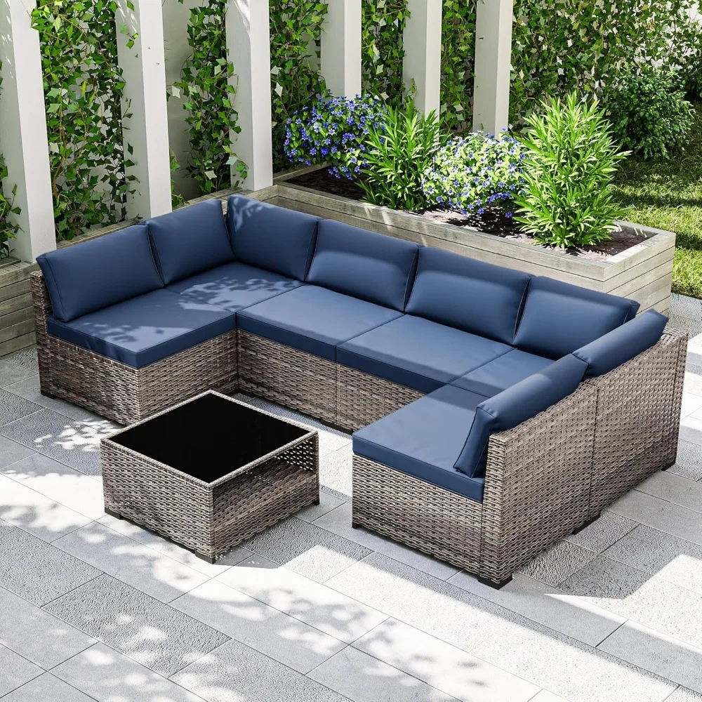 7 Piece Patio Furniture Set Rattan Outdoor Sectional Wicker Patio Conversation Set
7 Piece Patio Furniture Set Rattan Outdoor Sectional Wicker Patio Conversation Set