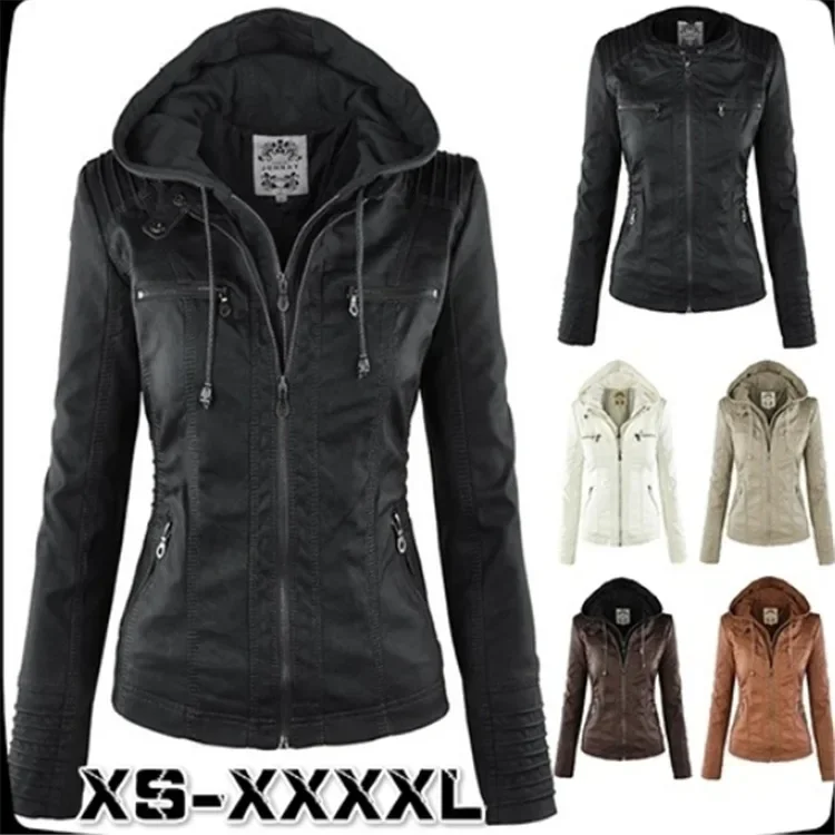 Amazon Best Seller 2019 Long Sleeve Solid Color Zipper Hooded Leather Jacket Jacket Women's Detachable Crew Neck
Amazon Best Seller 2019 Long Sleeve Solid Color Zipper Hooded Leather Jacket Jacket Women's Detachable Crew Neck