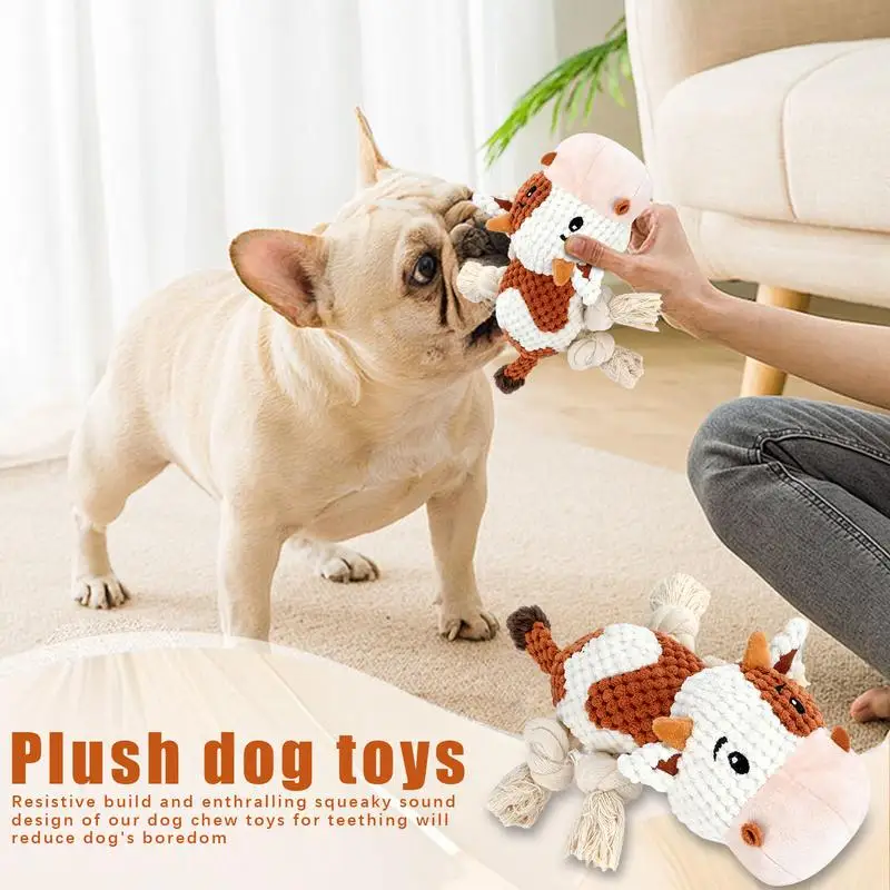 Dog Chew Toys For Teething Soft Comfortable Dog Squeaky Toys Plush Cow Interactive Dog Toys For Small Medium Large Dogs
Dog Chew Toys For Teething Soft Comfortable Dog Squeaky Toys Plush Cow Interactive Dog Toys For Small Medium Large Dogs