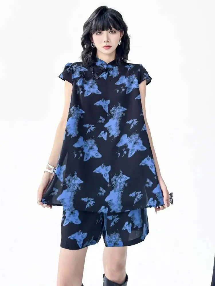 Black Printed Shirt Wide Leg Shorts Two Piece Suit New Stand Collar Sleeve Women Fashion Tide Spring Summer
Black Printed Shirt Wide Leg Shorts Two Piece Suit New Stand Collar Sleeve Women Fashion Tide Spring Summer