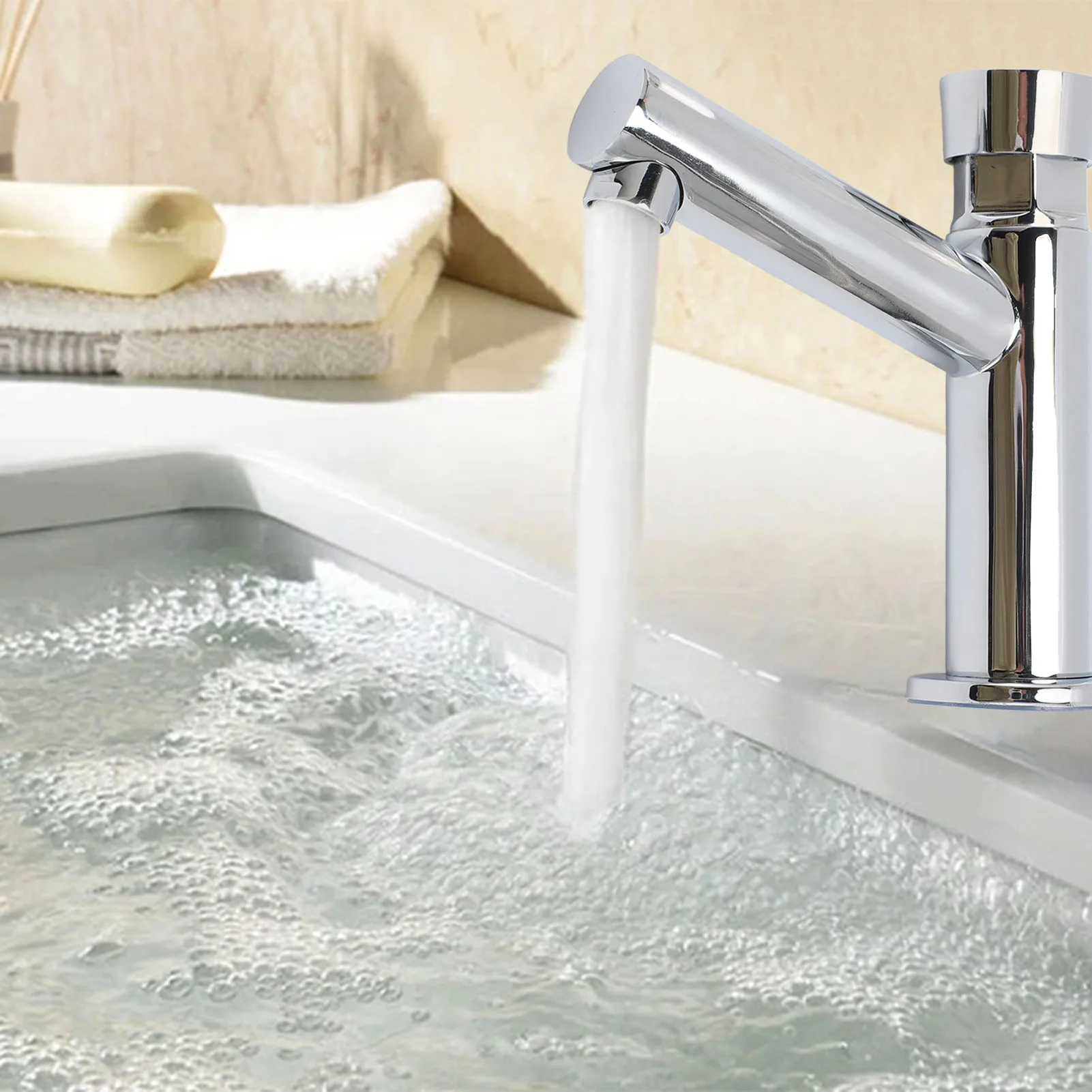 Bathroom Sink Faucet Single Handle Angled Delayed Faucet Water Tap for Home Hotel
Bathroom Sink Faucet Single Handle Angled Delayed Faucet Water Tap for Home Hotel