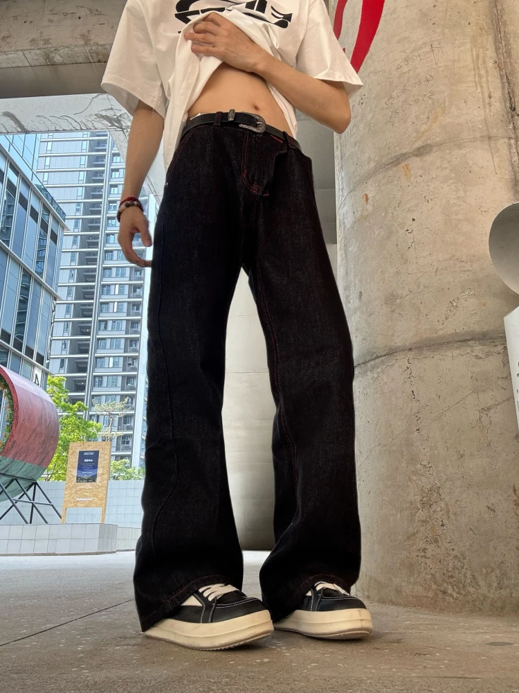 TANCCHUI Американский ретро оригинальный цвет красный цвет Blo Яркая линия расклешенные джинсы с завышенной талией Свободные прямые широкие джинсы
TANCCHUI Американский ретро оригинальный цвет красный цвет Blo Яркая линия расклешенные джинсы с завышенной талией Свободные прямые широкие джинсы