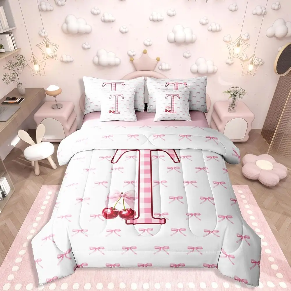 King Size Pink Bowknot Comforter Set with Dreamy Bow Tie and Cherry Bedding for Girls' Kawaii Princess Bedroom
King Size Pink Bowknot Comforter Set with Dreamy Bow Tie and Cherry Bedding for Girls' Kawaii Princess Bedroom