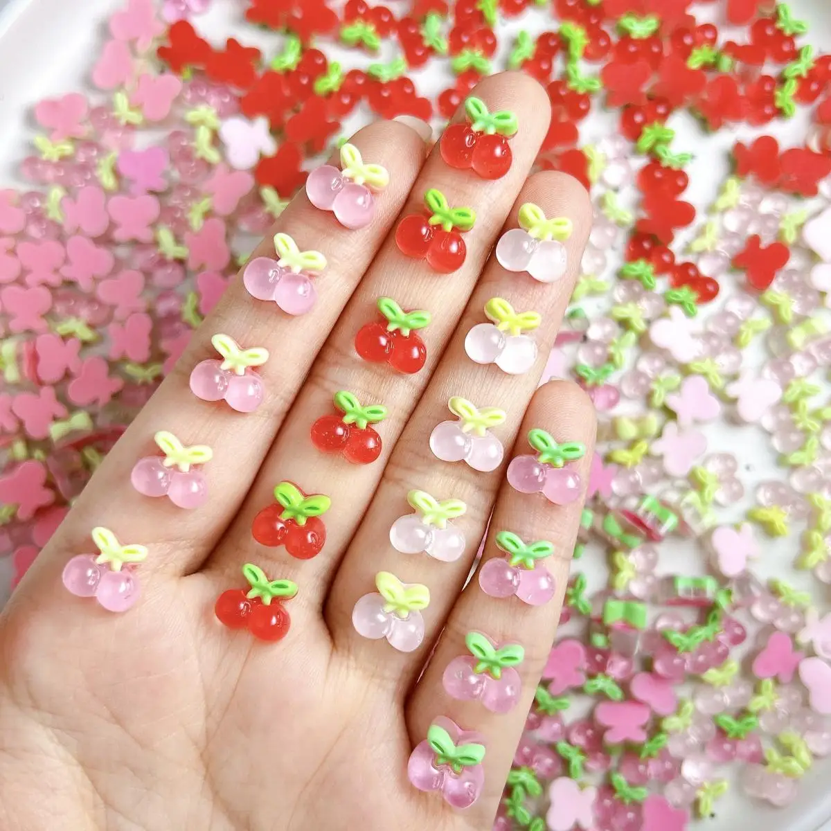30PCS Adorable Ice Transparent Cherry Resin Nail Charms Creative Colorful Jelly Cherry Nail Art Decorations DIY Hairpin Nails
30PCS Adorable Ice Transparent Cherry Resin Nail Charms Creative Colorful Jelly Cherry Nail Art Decorations DIY Hairpin Nails