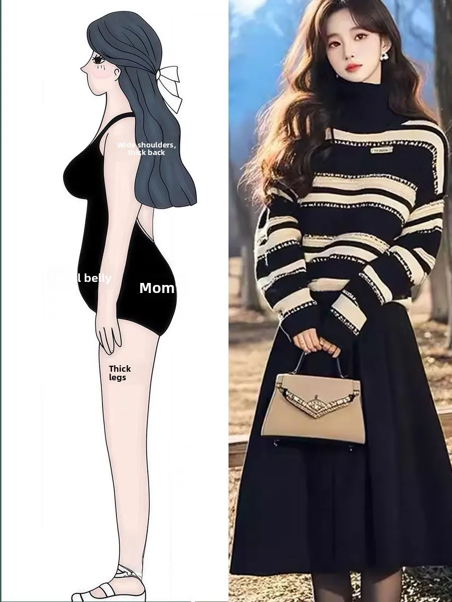plus Size Winter Outfit Women's Striped Sweater High Waist Slimming Skirt Two Piece Set Korean Style Commute Fashion
plus Size Winter Outfit Women's Striped Sweater High Waist Slimming Skirt Two Piece Set Korean Style Commute Fashion