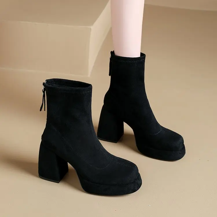 Thick Heel Short Boots Women's Zipper Boots Autumn Winter New Style Small Nude Boots Thick Heel Comfortable Slim Boots
Thick Heel Short Boots Women's Zipper Boots Autumn Winter New Style Small Nude Boots Thick Heel Comfortable Slim Boots