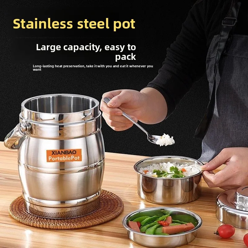 Double-layer stainless steel insulated rice bucket, large-capacity portable pot, lunch box for students and office workers
Double-layer stainless steel insulated rice bucket, large-capacity portable pot, lunch box for students and office workers