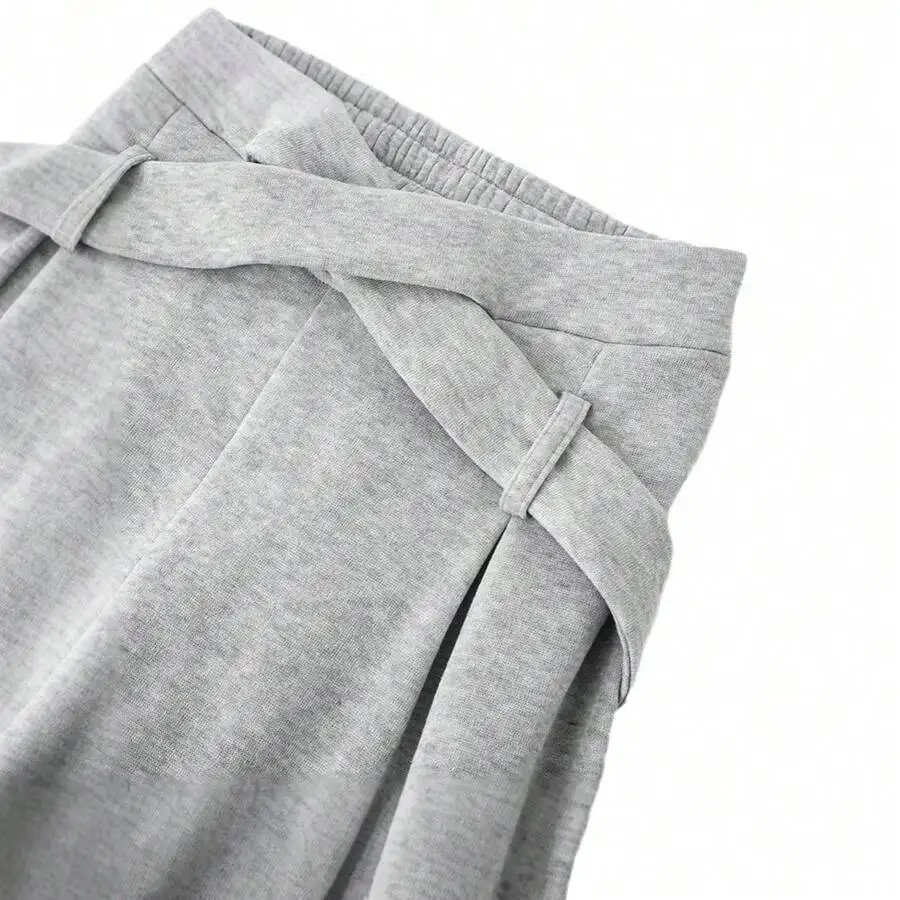 Autumn Winter Womens Casual Solid Color Pants With Belted Waist
Autumn Winter Womens Casual Solid Color Pants With Belted Waist