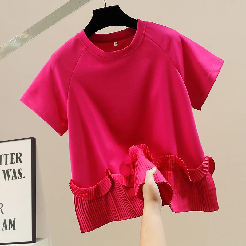 Faionable Korean Sle Heavy Embellied Button Plaet ort Sve Women's irt Design Unique Bot Hem Trendy Top
Faionable Korean Sle Heavy Embellied Button Plaet ort Sve Women's irt Design Unique Bot Hem Trendy Top