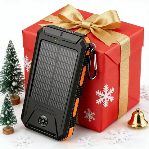Hiking Emergency Must-Have: 10000mAh 4-in-1 Solar Power Bank with Camping Light & Compass