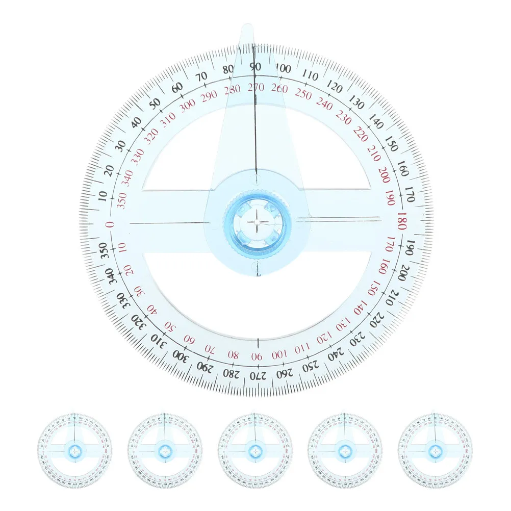 6Pcs Protractor Ruler Clear Plastic 360 Degree Rotating Indicator Needle for Geometry Drawing Drafting Measurement
6Pcs Protractor Ruler Clear Plastic 360 Degree Rotating Indicator Needle for Geometry Drawing Drafting Measurement