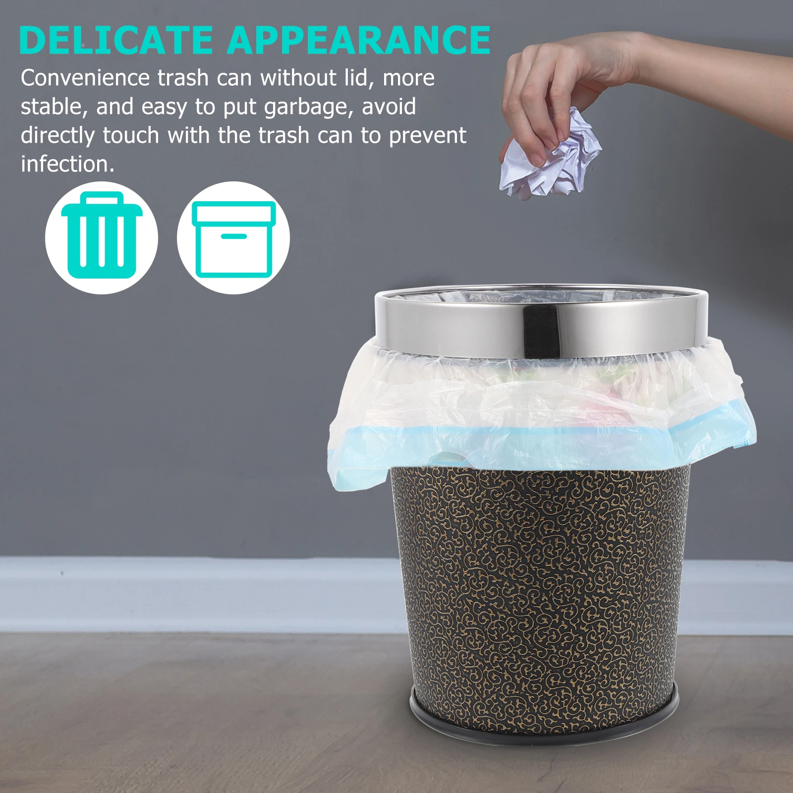Retro Chinese Trash Can 5L Stainless Steel Ring Hotel Room Bathroom Waste Basket Garbage Bin Bedroom Practical Long
Retro Chinese Trash Can 5L Stainless Steel Ring Hotel Room Bathroom Waste Basket Garbage Bin Bedroom Practical Long