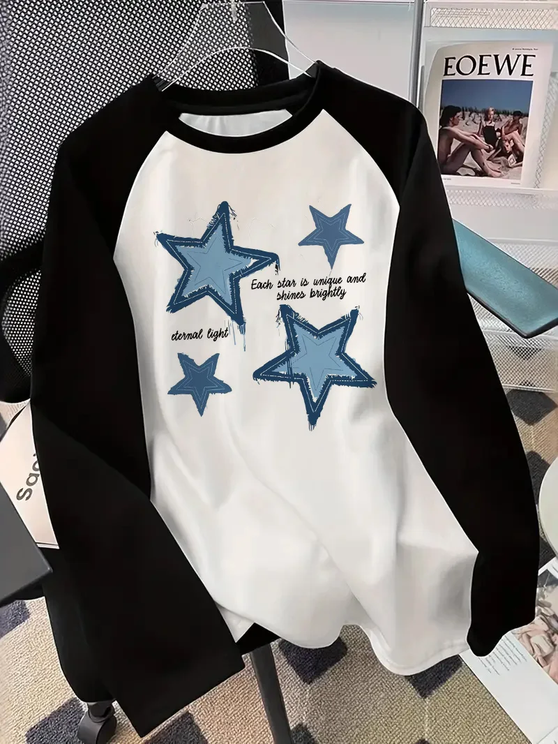 Art Design Blue Stars Long Sleeve T-Shirt Print Shirt Funny Gothic T Shirt Women's Casual Print Crew Neck Top Tee Tshirt
Art Design Blue Stars Long Sleeve T-Shirt Print Shirt Funny Gothic T Shirt Women's Casual Print Crew Neck Top Tee Tshirt