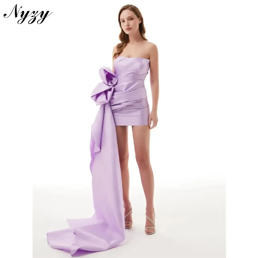 NYZY P337 Customized Satin Strapless Sheath Short Prom Dresses High Low Mini Dress Party Cocktail Evening Gowns Lilac
NYZY P337 Customized Satin Strapless Sheath Short Prom Dresses High Low Mini Dress Party Cocktail Evening Gowns Lilac