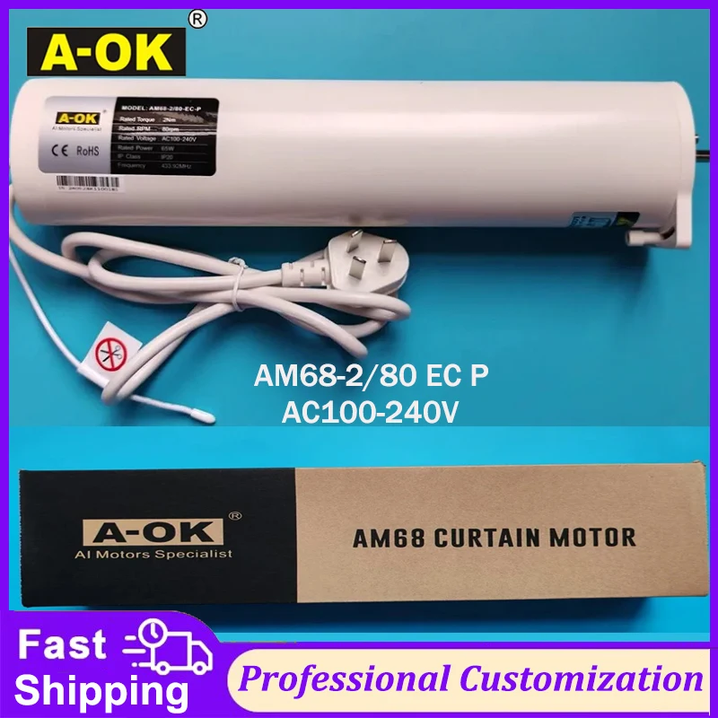 A-OK AM68-2/80 EC P для FCS, управление по RF433/сухим контактами, 2N 65W, AC100-240V, для складных потолочных штор
A-OK AM68-2/80 EC P для FCS, управление по RF433/сухим контактами, 2N 65W, AC100-240V, для складных потолочных штор