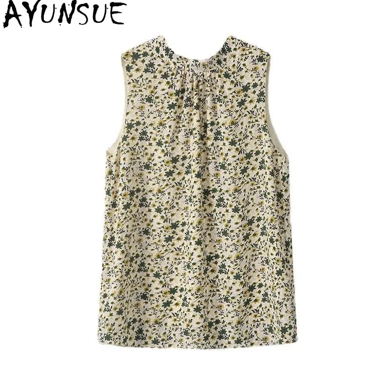 AYUNSUE 100% Mulberry Silk Women T Shirts French Style Floral Tanks Top Sleeveless T Shirt Woman Clothes Summer Футболка Женская
AYUNSUE 100% Mulberry Silk Women T Shirts French Style Floral Tanks Top Sleeveless T Shirt Woman Clothes Summer Футболка Женская