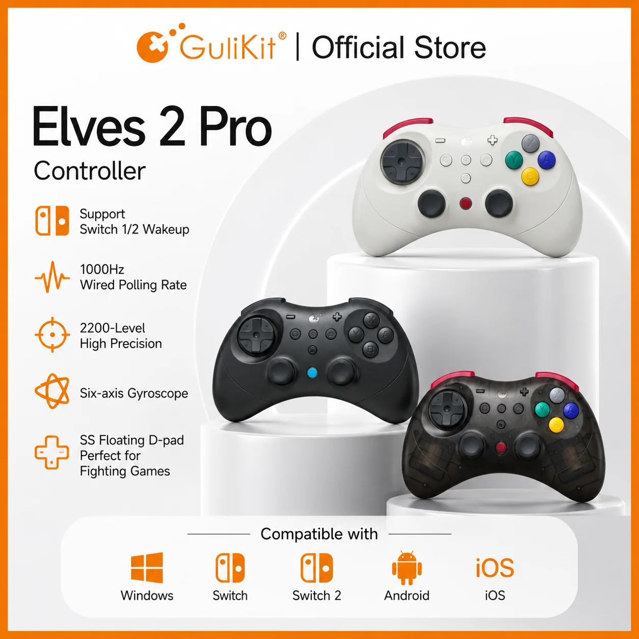 GuliKit Elves 2 Pro Wireless Gaming Controller for Switch 2,Windows,iOS & Android, Hall Joysticks,1000Hz Polling Rate Gamepad
GuliKit Elves 2 Pro Wireless Gaming Controller for Switch 2,Windows,iOS & Android, Hall Joysticks,1000Hz Polling Rate Gamepad