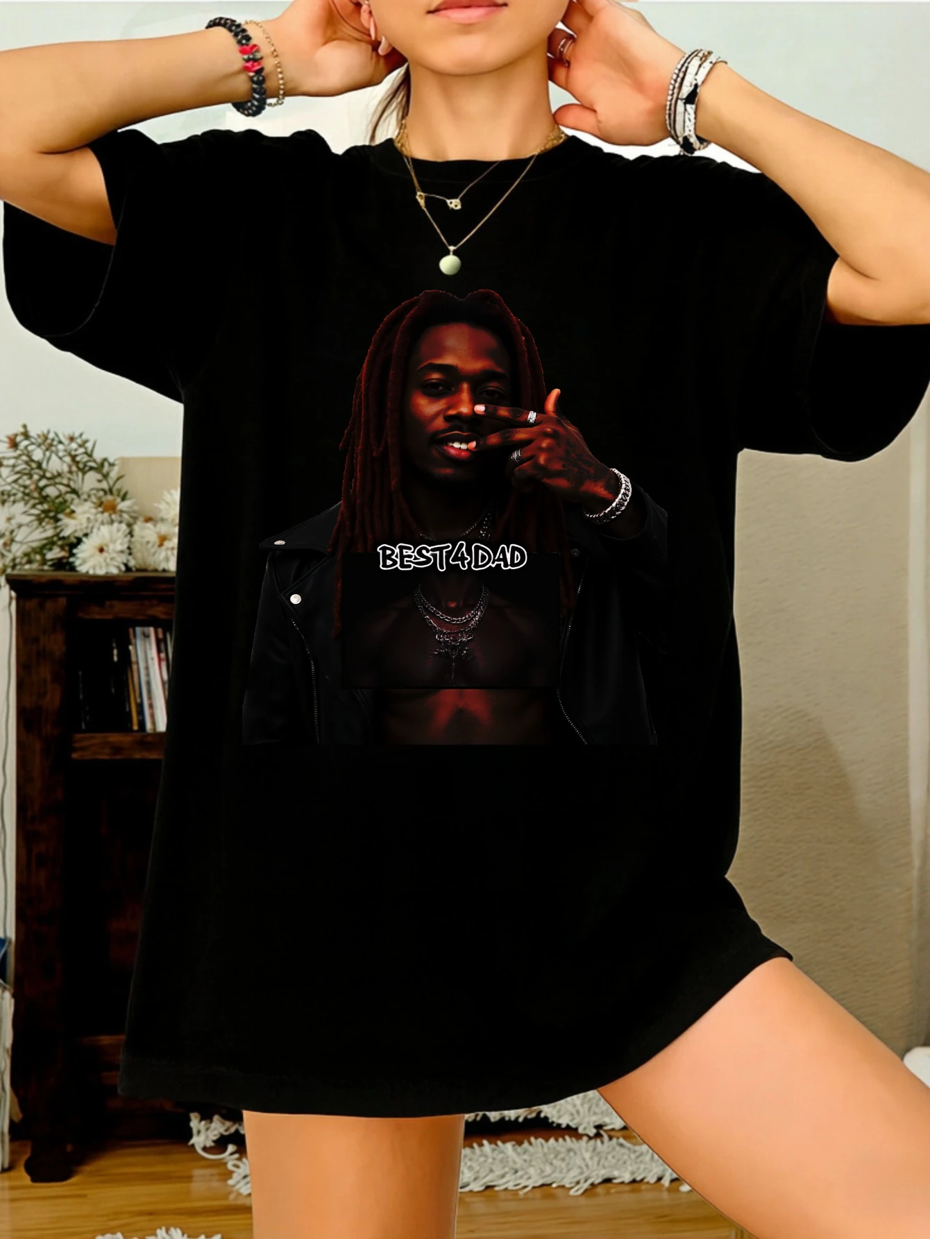 Womens Oversized Cotton Streetwear Graphic Tshirt with Purple Dreadlocks Printed Short Sleeve Casual Summer Tshirt Gift for Her
Womens Oversized Cotton Streetwear Graphic Tshirt with Purple Dreadlocks Printed Short Sleeve Casual Summer Tshirt Gift for Her