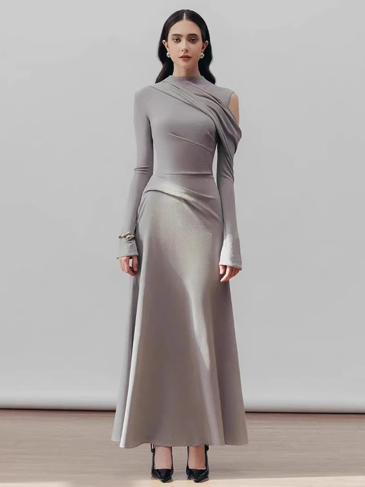 Elegant Dress Half High Collar Hollow Out Asymmetric Long Sleeves Mid-calf Women's Party Dresses 2025 Spring New 13DL999
Elegant Dress Half High Collar Hollow Out Asymmetric Long Sleeves Mid-calf Women's Party Dresses 2025 Spring New 13DL999