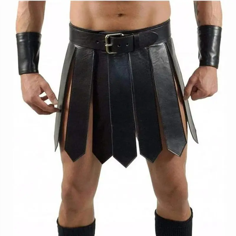 Men's Roman Gladiator Costume Medieval Warrior Faux Leather Skirt with Arm Cuffs Multi-Color for Halloween LARP Cosplay Party
Men's Roman Gladiator Costume Medieval Warrior Faux Leather Skirt with Arm Cuffs Multi-Color for Halloween LARP Cosplay Party