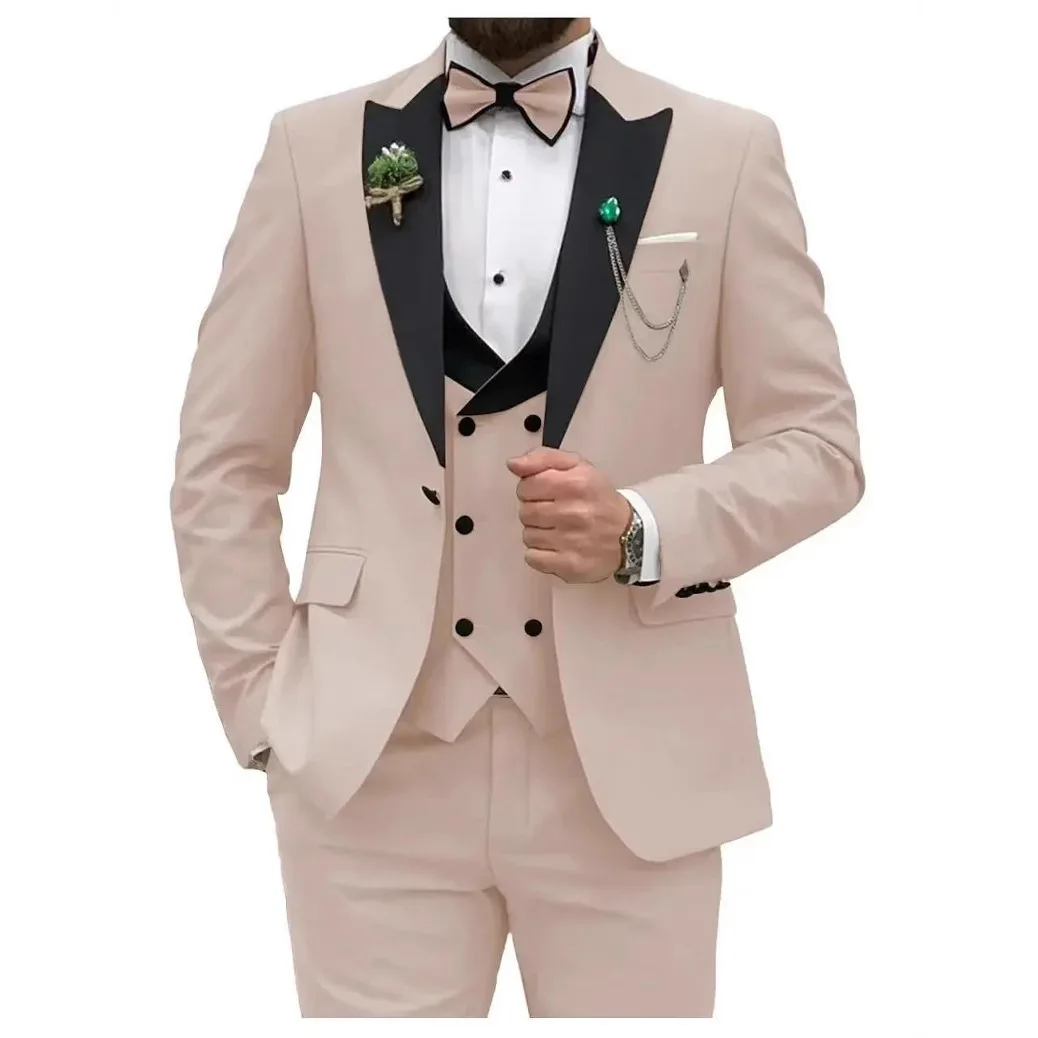 Men's new three-piece suit Korean style slim dress suit custom wedding dress in various colors
Men's new three-piece suit Korean style slim dress suit custom wedding dress in various colors