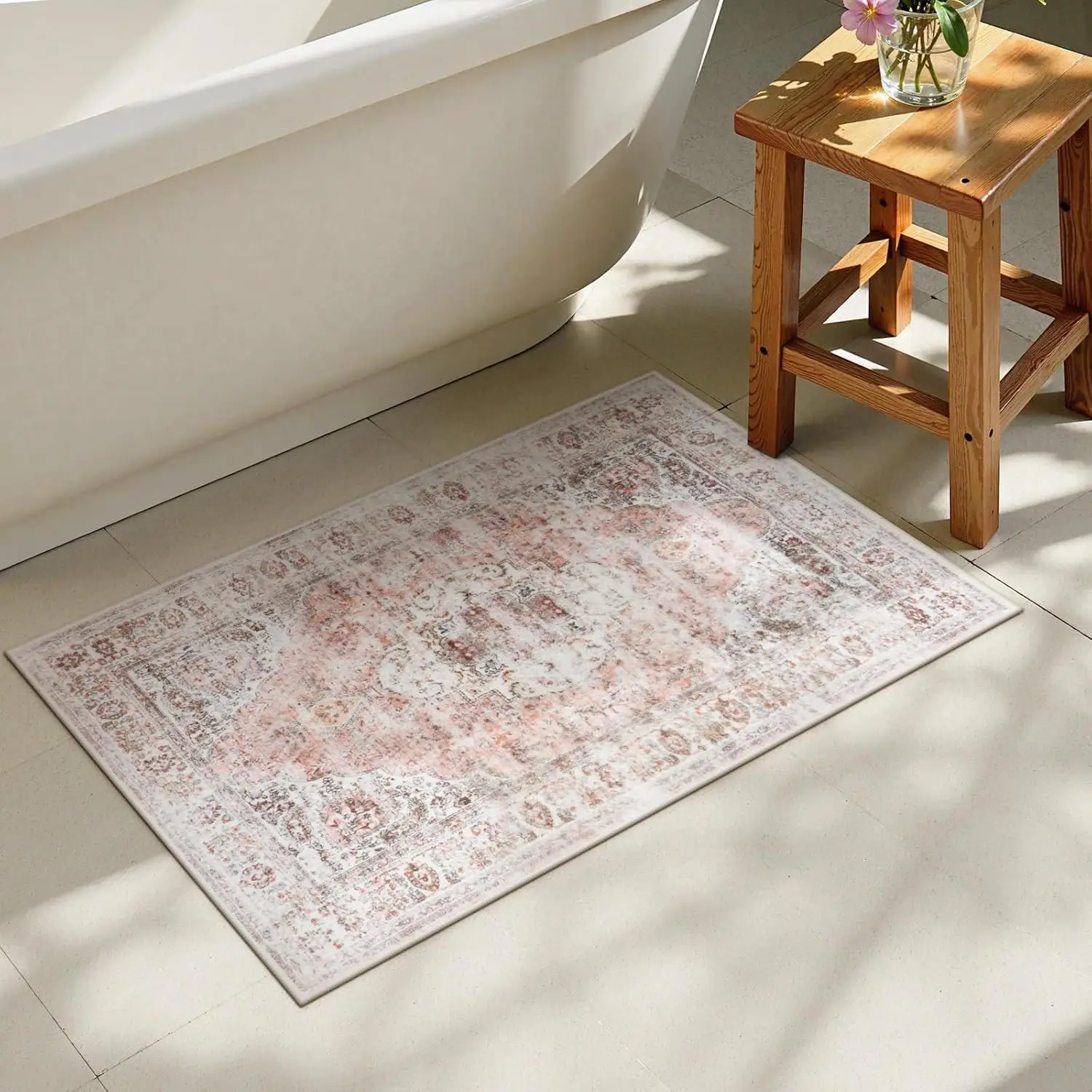 Boho Bathroom Rugs, Distressed Farmhouse Blush Pink Bath Mat, Comfy Velvet Small Bath Rugs Non Slip Washable, Vintage Or
Boho Bathroom Rugs, Distressed Farmhouse Blush Pink Bath Mat, Comfy Velvet Small Bath Rugs Non Slip Washable, Vintage Or