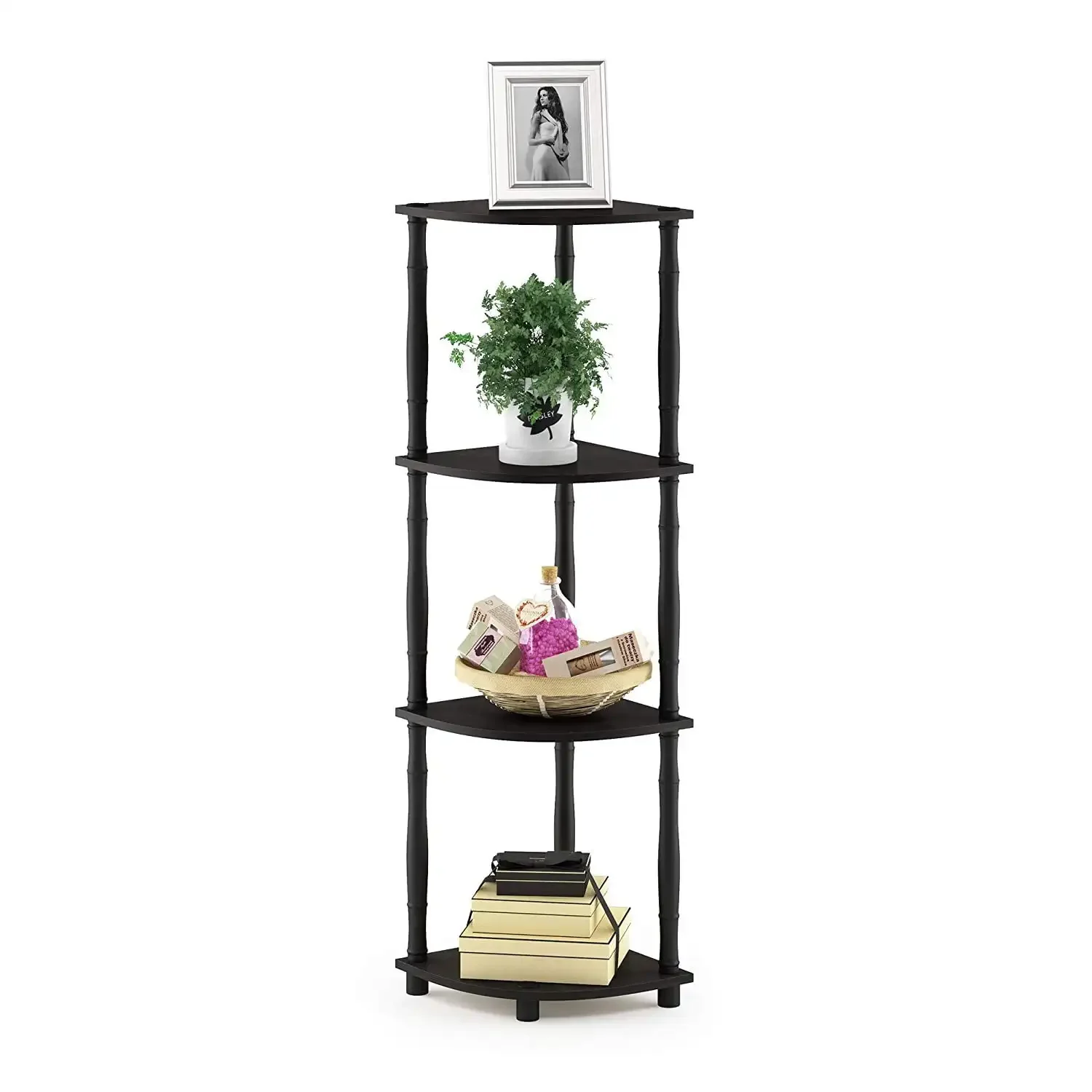 4-Tier Multipurpose Display Rack with Classic Tubular Design in Espresso and Black Finish
4-Tier Multipurpose Display Rack with Classic Tubular Design in Espresso and Black Finish