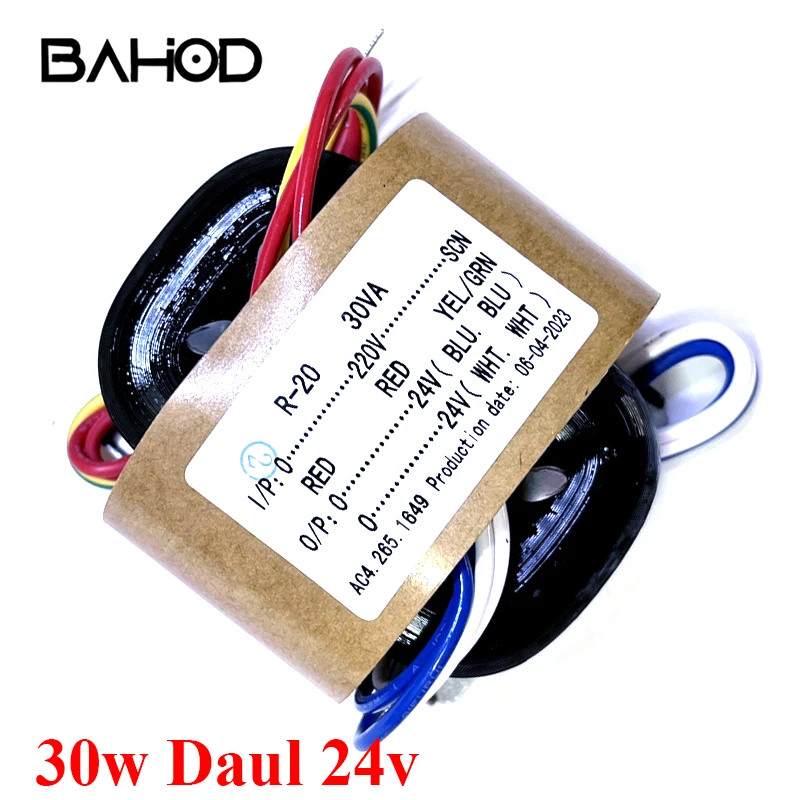 BAHOD 30 Вт двойной силовой трансформатор типа R 24 В для HIFI предусилителя ЦАП декодера
BAHOD 30 Вт двойной силовой трансформатор типа R 24 В для HIFI предусилителя ЦАП декодера