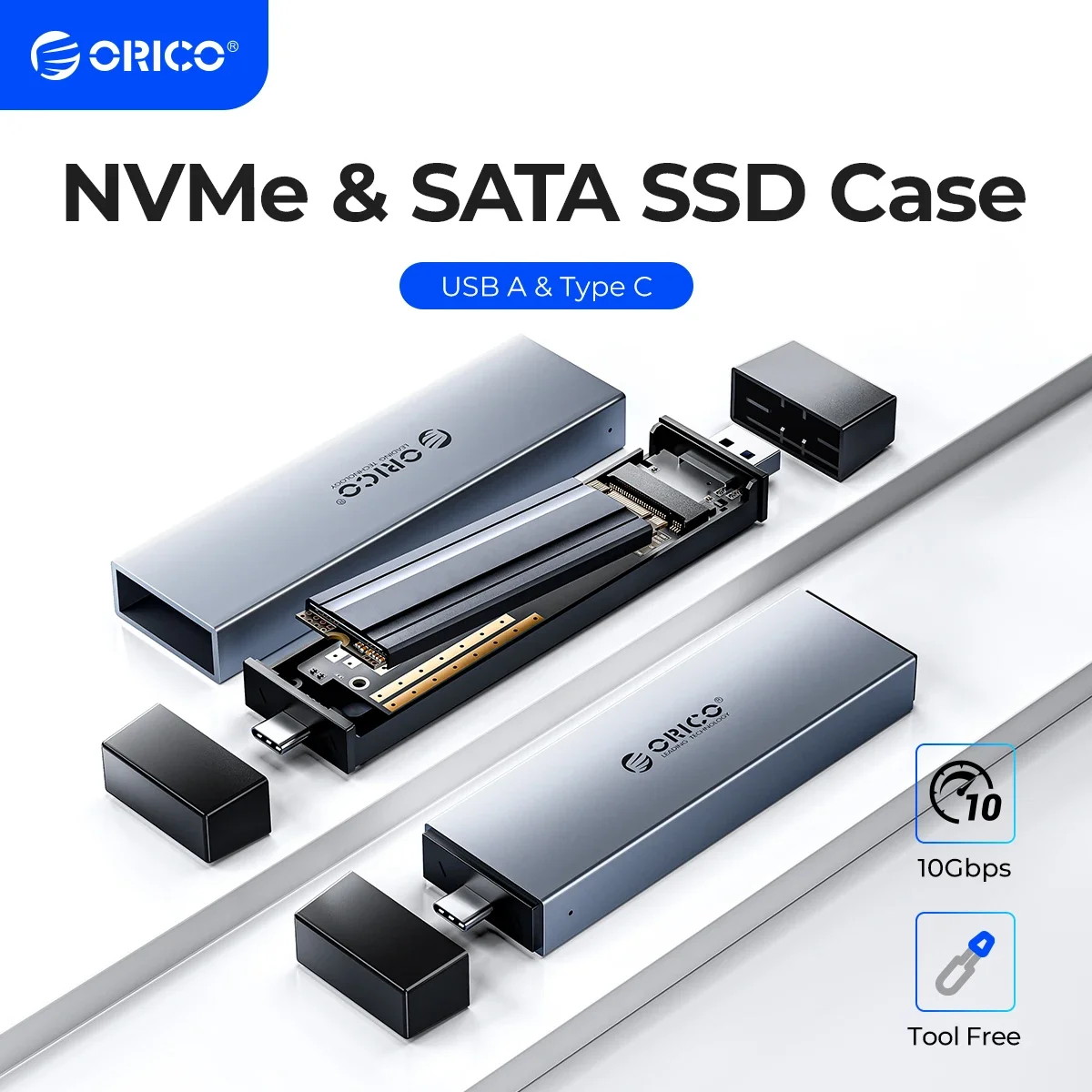 ORICO M.2 NVMe SATA SSD Enclosure Aluminum Adapter Tool-Free 10Gbps USB C 3.2 Gen2 PCIe NVMe M-Key 6Gbps UASP for 4TB SSD
ORICO M.2 NVMe SATA SSD Enclosure Aluminum Adapter Tool-Free 10Gbps USB C 3.2 Gen2 PCIe NVMe M-Key 6Gbps UASP for 4TB SSD