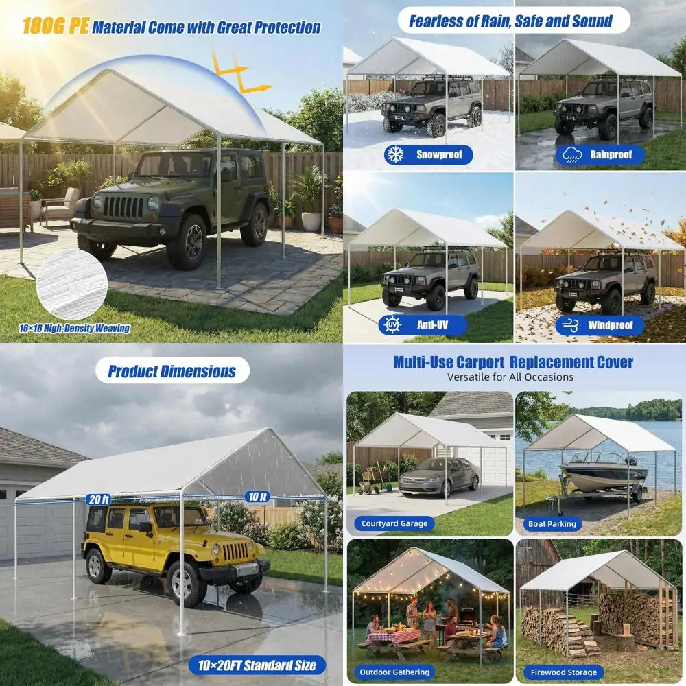 Прочный навес для автомобиля 10x20 футов, сверхпрочный водонепроницаемый гаражный тент с креплениями для эластичных тросов (элементы крепления не входят в комплект)
Прочный навес для автомобиля 10x20 футов, сверхпрочный водонепроницаемый гаражный тент с креплениями для эластичных тросов (элементы крепления не входят в комплект)
