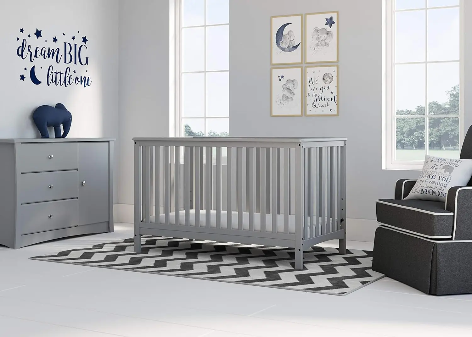 4-in-1 Convertible Crib (Pebble Gray) - Converts to Daybed, Toddler Bed, and Full-Size Bed
4-in-1 Convertible Crib (Pebble Gray) - Converts to Daybed, Toddler Bed, and Full-Size Bed