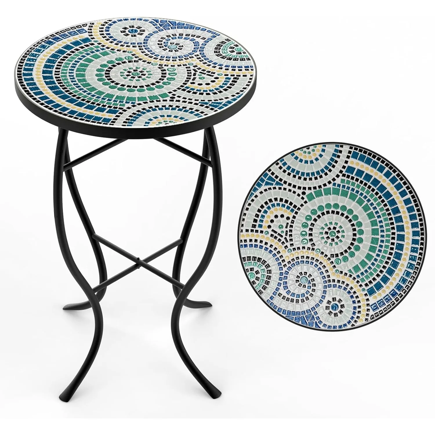 Outdoor Side Table,Weather Resistant 14" Diameter 21" H Ceramic Tile Round Outside Table for Patio, Porch, Garden, Pool
Outdoor Side Table,Weather Resistant 14" Diameter 21" H Ceramic Tile Round Outside Table for Patio, Porch, Garden, Pool