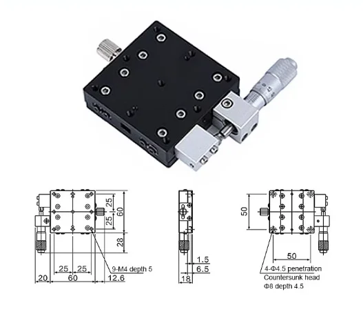 LX60-L 49N Travel ±0.3" X-Axis Sliding Stage Fine-Tuning Sliding Table W/ Left Handed Micrometer
LX60-L 49N Travel ±0.3" X-Axis Sliding Stage Fine-Tuning Sliding Table W/ Left Handed Micrometer