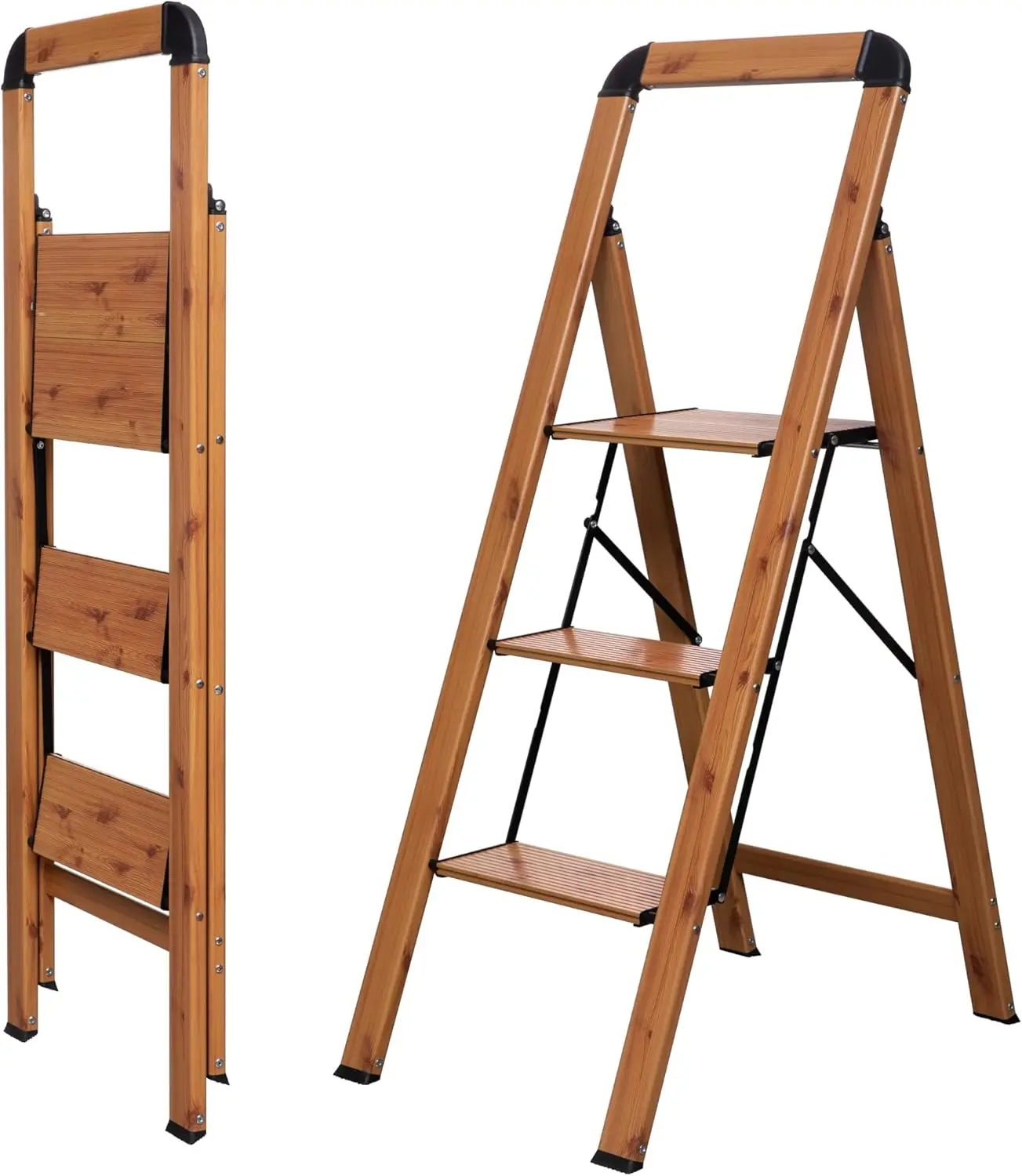 3-Step Folding Ladder, Woodgrain Aluminum, Wide Anti-Slip Pedal, 330 lbs Capacity
3-Step Folding Ladder, Woodgrain Aluminum, Wide Anti-Slip Pedal, 330 lbs Capacity