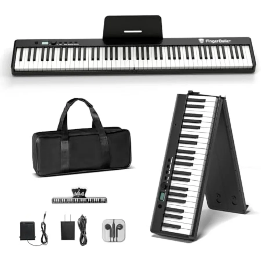 Portable 88-key semi-weighted folding digital piano with wood grain finish, ideal for adult and toddler practice, featuring MID
Portable 88-key semi-weighted folding digital piano with wood grain finish, ideal for adult and toddler practice, featuring MID